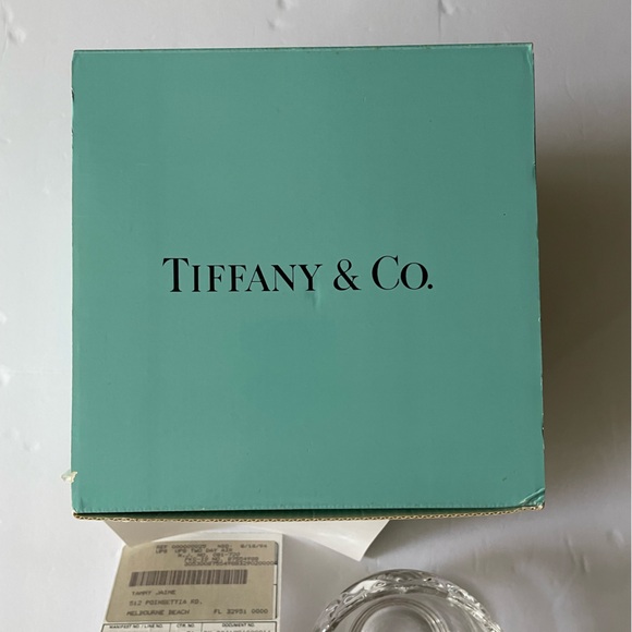 TIFFANY & CO 90s Lead Crystal Small Bowl Heart Motif Curved Edge - Picture 10 of 12